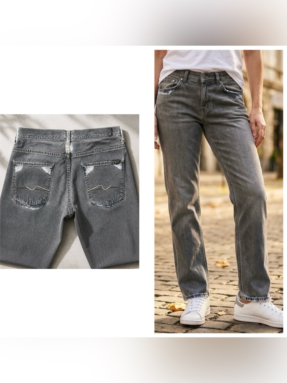 7 For All Mankind "Jared" Slacker Boyfriend bleached grey Women’s Sz 28 Jeans